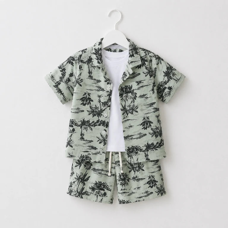 Palm Date Shirt + White T-Shirt + Shorts | Peakachu