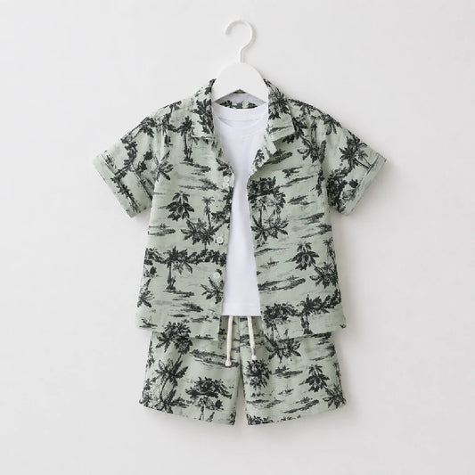 Palm Date Shirt + White T-Shirt + Shorts | Peakachu