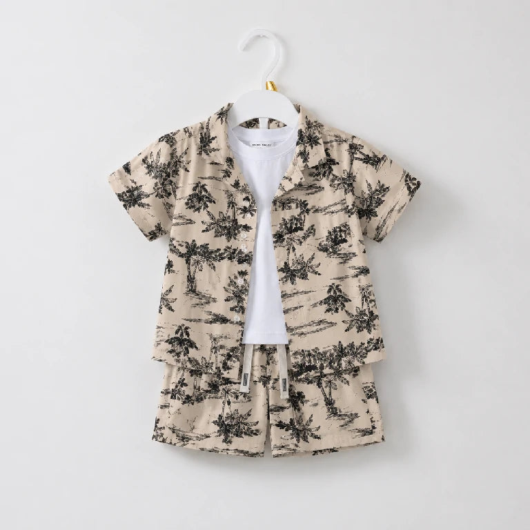 Palm Date Shirt + White T-Shirt + Shorts | Peakachu