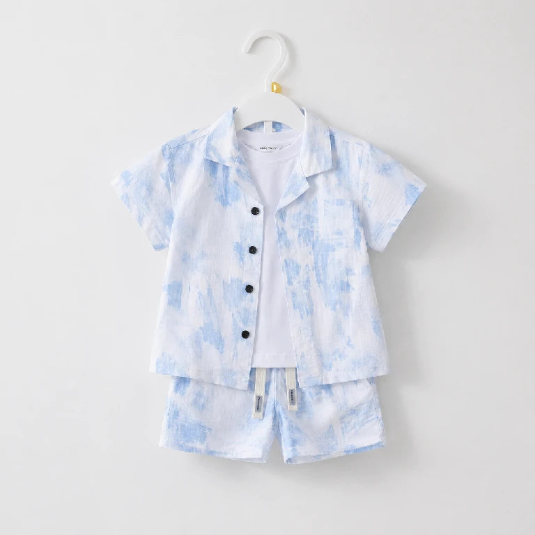 Tropical Button-Up Shirt + White T-Shirt + Shorts | Peakachu