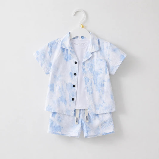Tropical Button-Up Shirt + White T-Shirt + Shorts | Peakachu