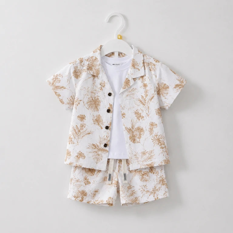 Tropical Button-Up Shirt + White T-Shirt + Shorts | Peakachu