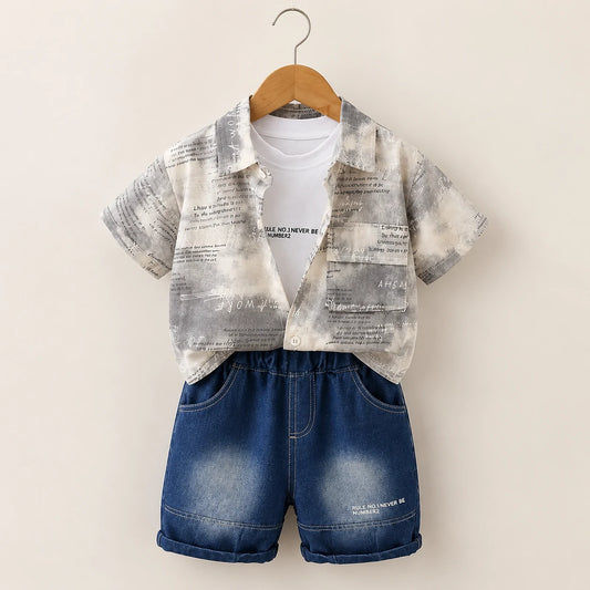 Graphic Shirt + White T-Shirt + Denim Shorts | Peakachu