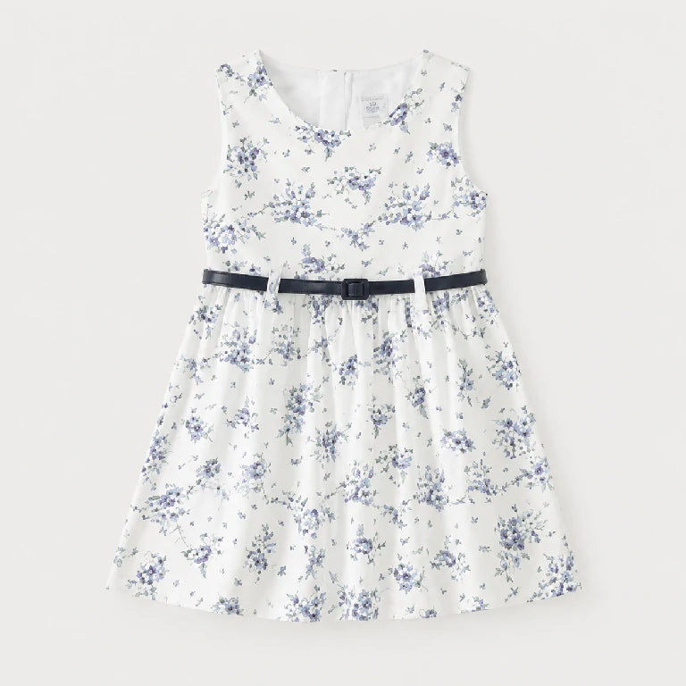 Floral Cotton Dress With Belt | Peakachu