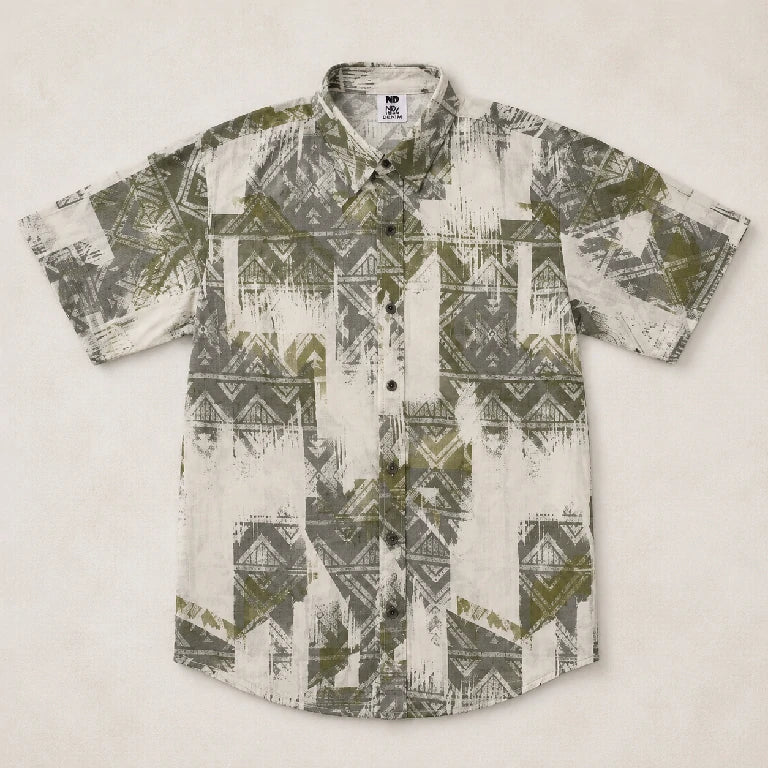 Printed Button-Down Shirt | Peakachu