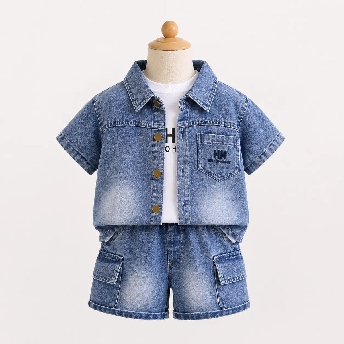 Denim Jacket + White T-Shirt + Denim Shorts | Peakachu