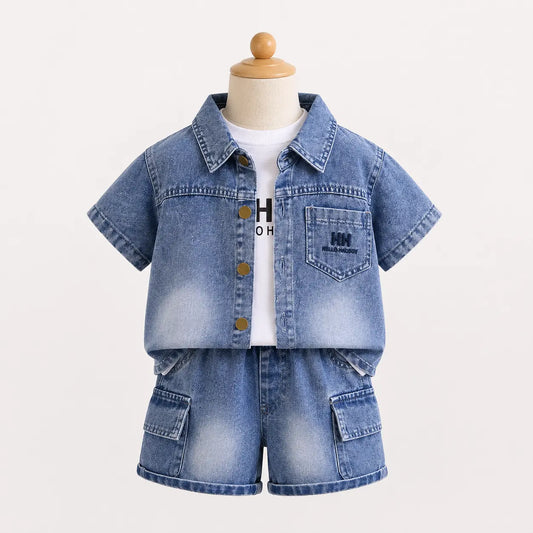 Denim Jacket + White T-Shirt + Denim Shorts | Peakachu