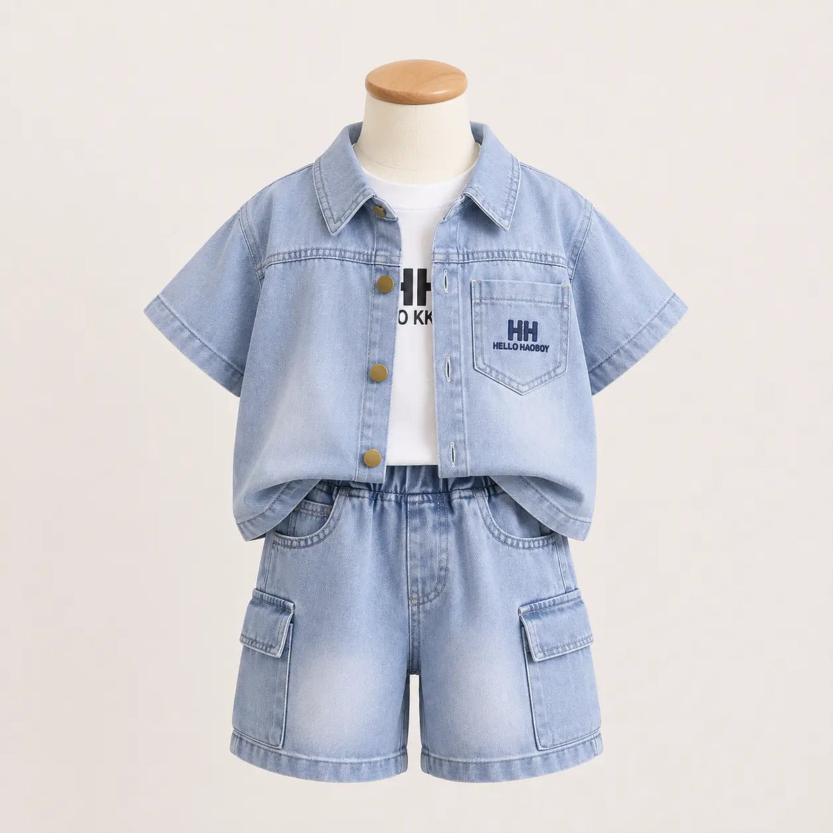 Denim Jacket + White T-Shirt + Denim Shorts | Peakachu