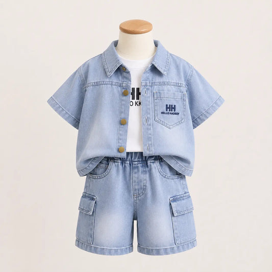 Denim Jacket + White T-Shirt + Denim Shorts | Peakachu
