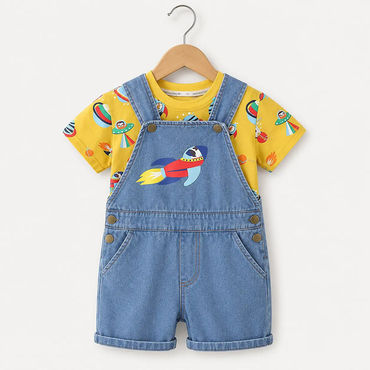 Rocket T-shirt + Denim Dungaree | Peakachu