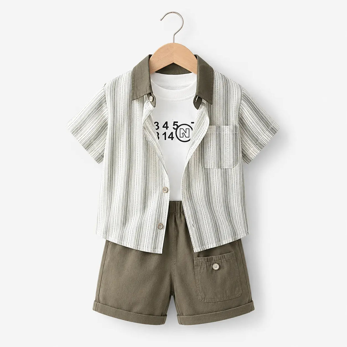 Stripe Shirt + T-Shirt + Shorts | Peakachu