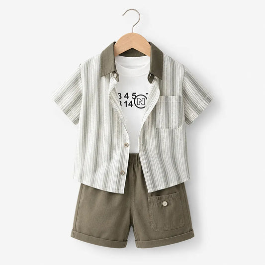 Stripe Shirt + T-Shirt + Shorts | Peakachu
