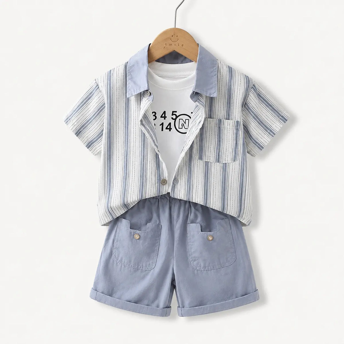 Stripe Shirt + T-Shirt + Shorts | Peakachu