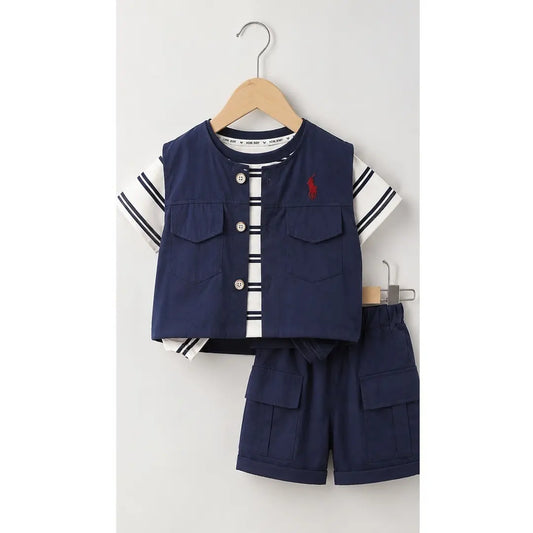 Polo Vest + Stripe Shirt + Shorts | Peakachu
