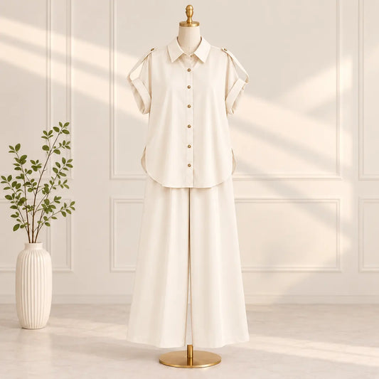 Half-Sleeves Button Down Co-Ord Set | Peakachu