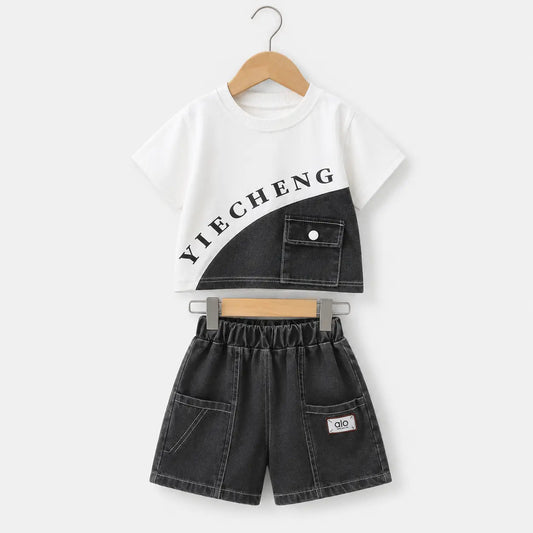 graphic shirt + shortsPocket Shirt+ Black Denim Shorts | Peakachu