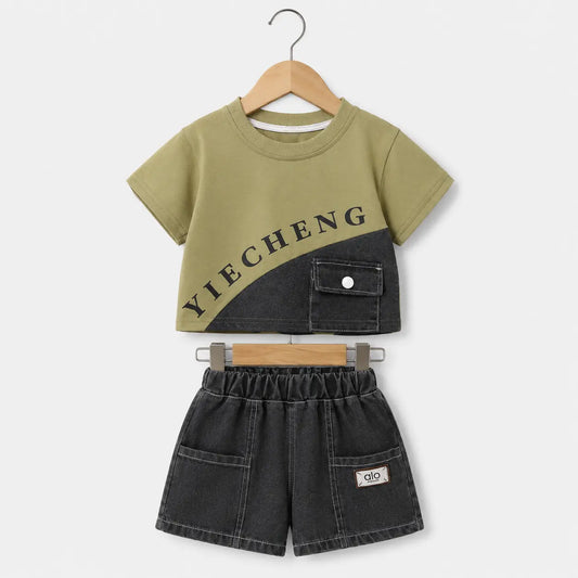 graphic shirt + shortsPocket Shirt+ Black Denim Shorts | Peakachu