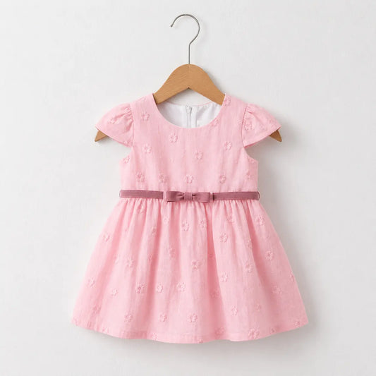 Sunflower Printed Cotton Frock With Belt | Peakachu