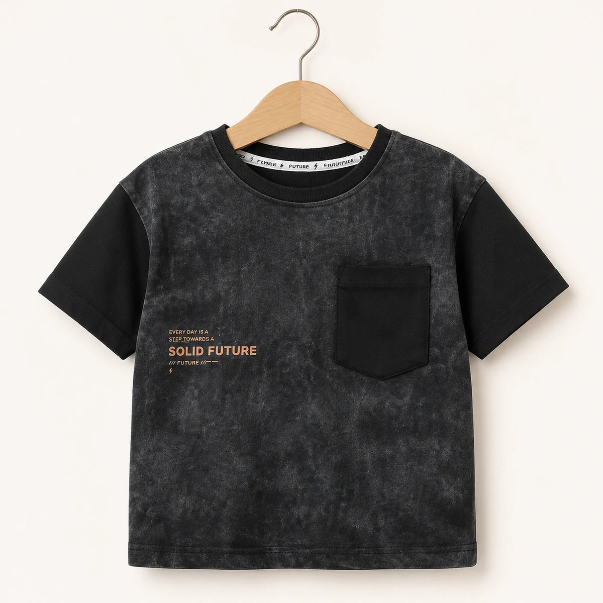 Solid Text Print T-Shirt | Peakachu