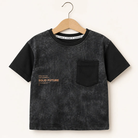 Solid Text Print T-Shirt | Peakachu