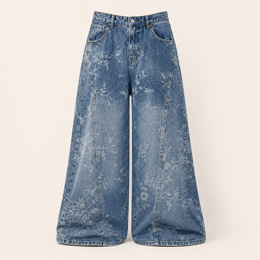 Graphic Cargo Denim Pants | Peakachu