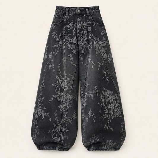 Graphic Cargo Denim Pants | Peakachu
