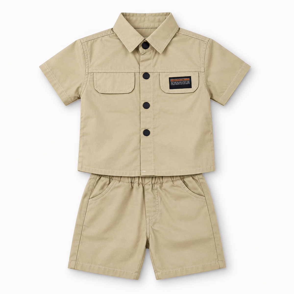 Solid Blue Black Button Co-ord Set | Peakachu