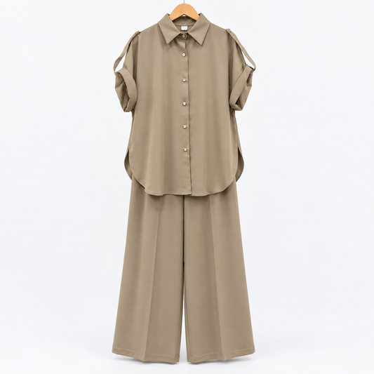 Sleeveless Button Down Co-Ord Set | Peakachu