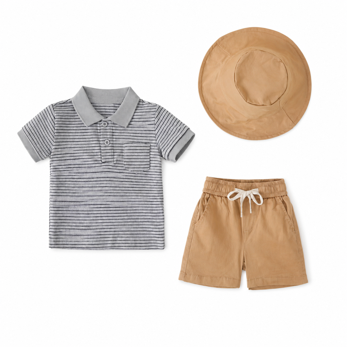 Stripped Polo Shirt + Shorts + Hat | Peakachu