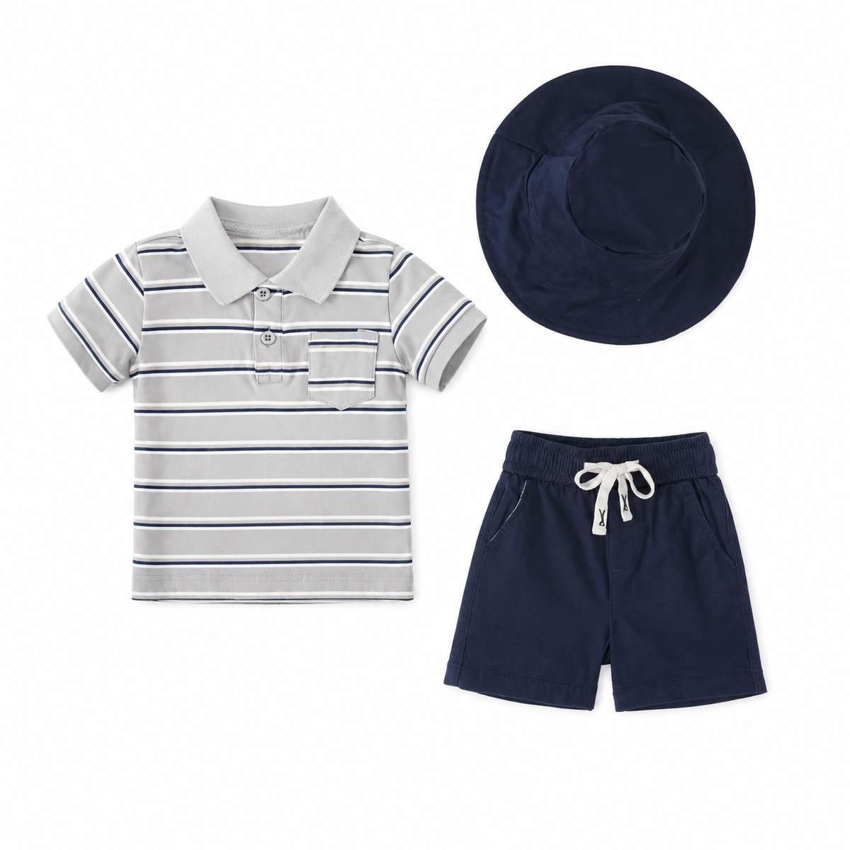 Stripped Polo Shirt + Shorts + Hat | Peakachu
