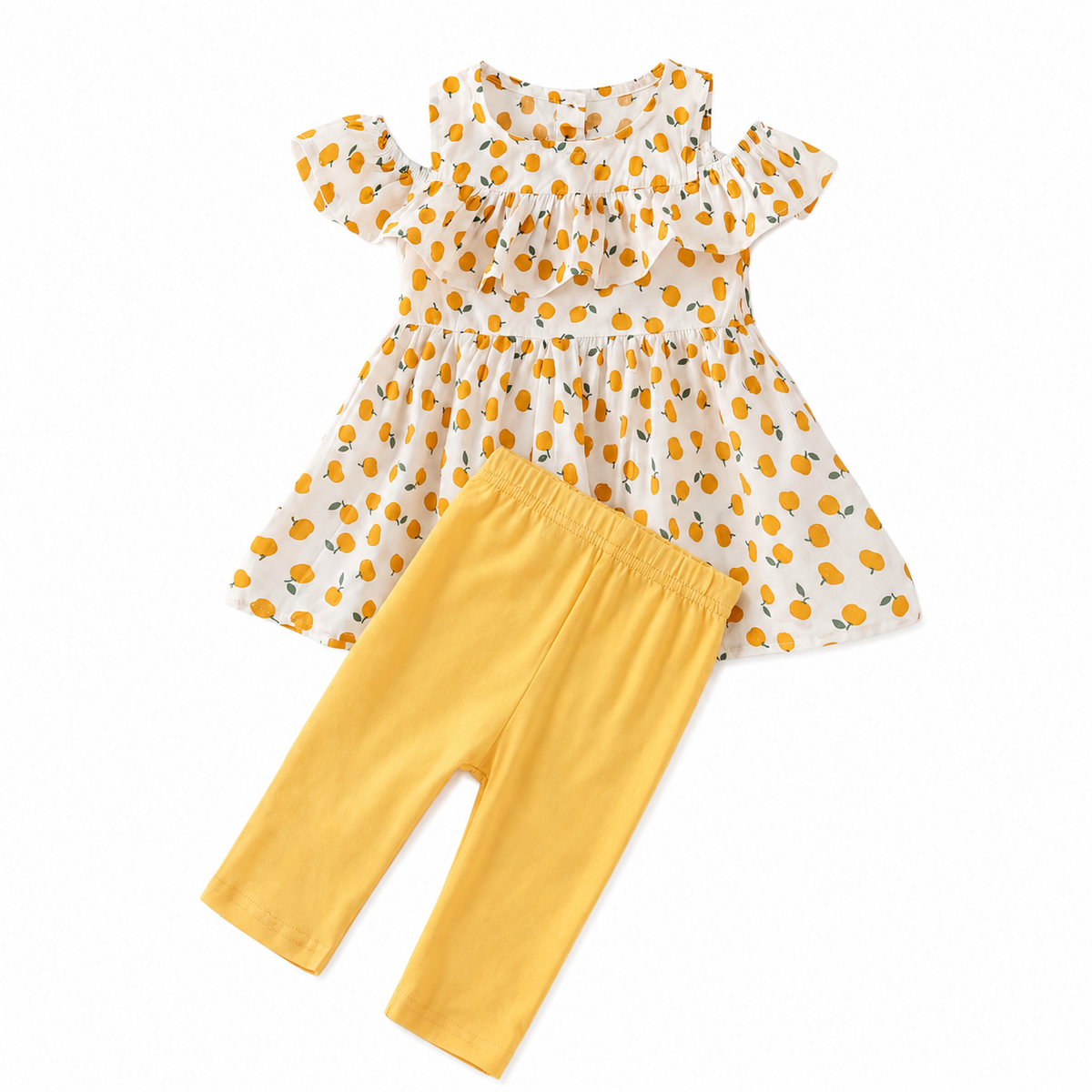 Orange Printed Shirt + Yellow Leggings | Peakachu