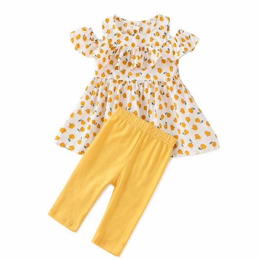 Orange Printed Shirt + Yellow Leggings | Peakachu