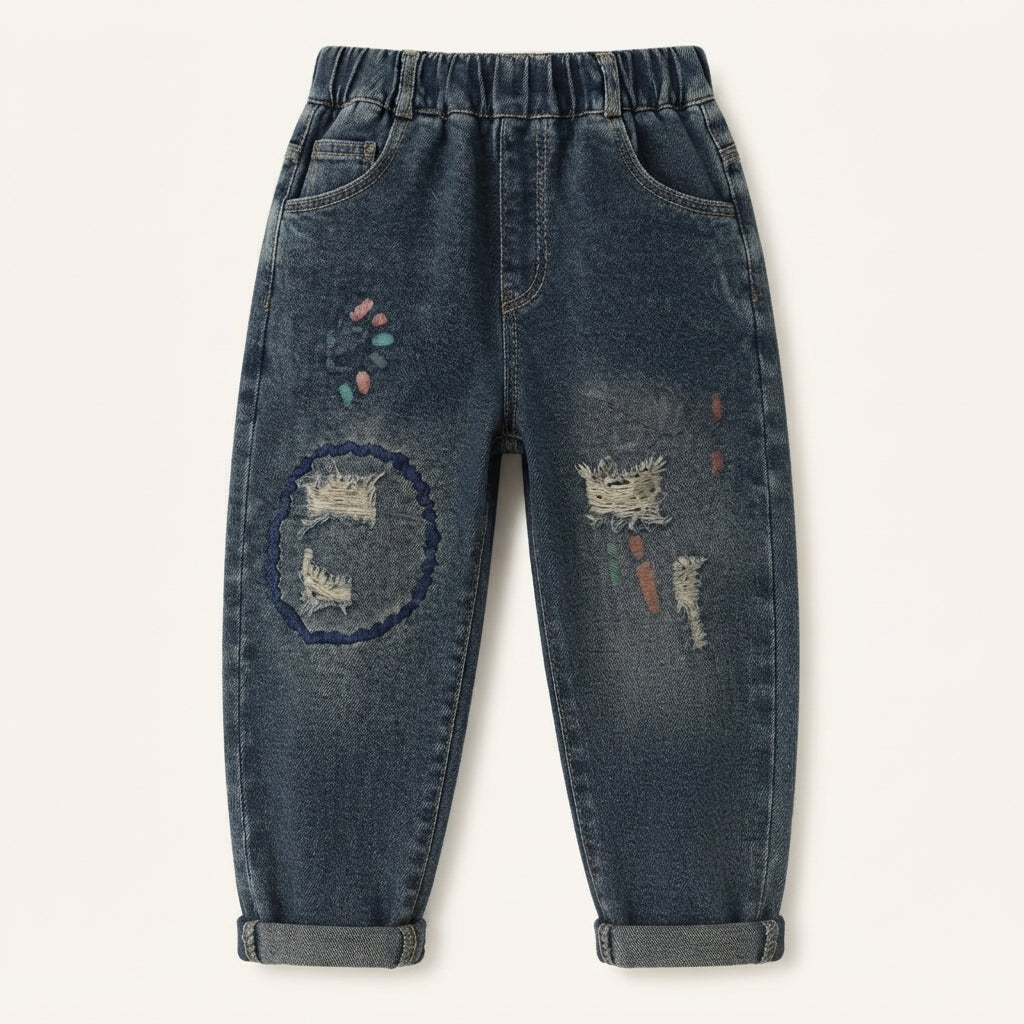 Graphic Denim Pants | Peakachu