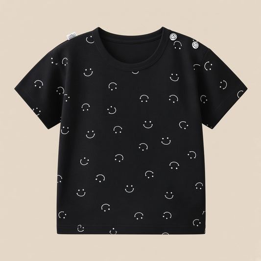 Smiley Face Print T-Shirt | Peakachu
