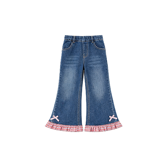 Girls' Blue Denim Ruffle Jeans | Peakachu
