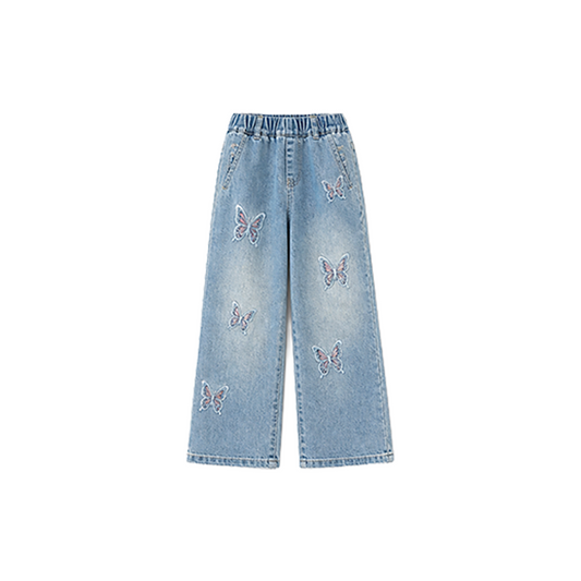 Blue Butterfly Wide Leg Denim | Peakachu
