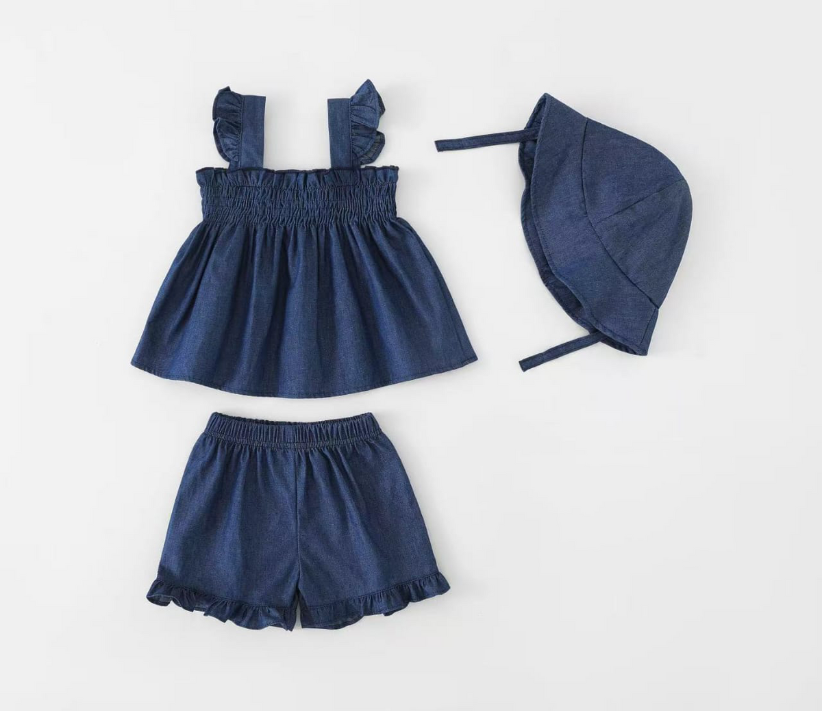 Ruffle Strap Top + Shorts + Bonnet | Peakachu