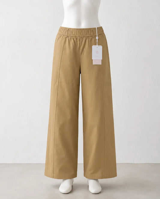 Beige Wide Leg Trousers | Peakachu