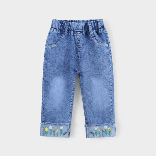 Blue Denim Floral Embellishments | Peakachu