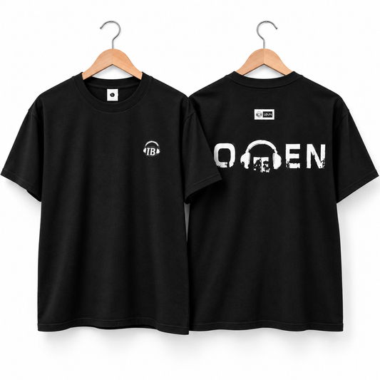 Oversized Graphic Headphone Print T-Shirt | Peakachu