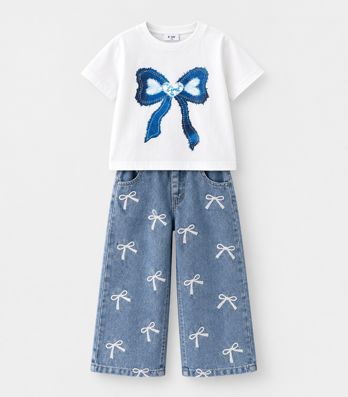 Bow Cotton Shirt + Bow Denim Pants | Peakachu