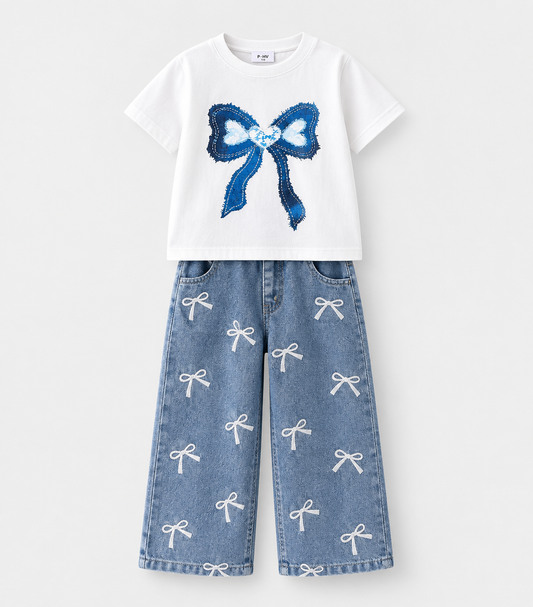 Bow Cotton Shirt + Bow Denim Pants | Peakachu