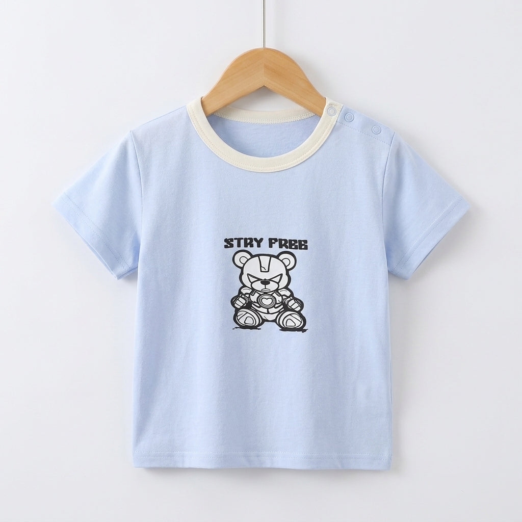Sky Blue T-shirt with White Neck | Peakachu