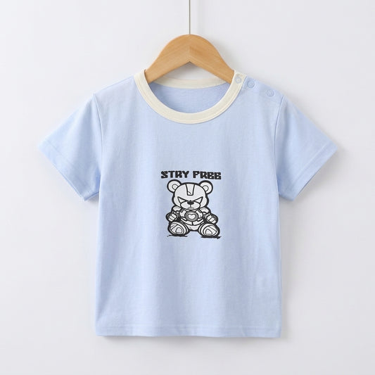 Sky Blue T-shirt with White Neck | Peakachu